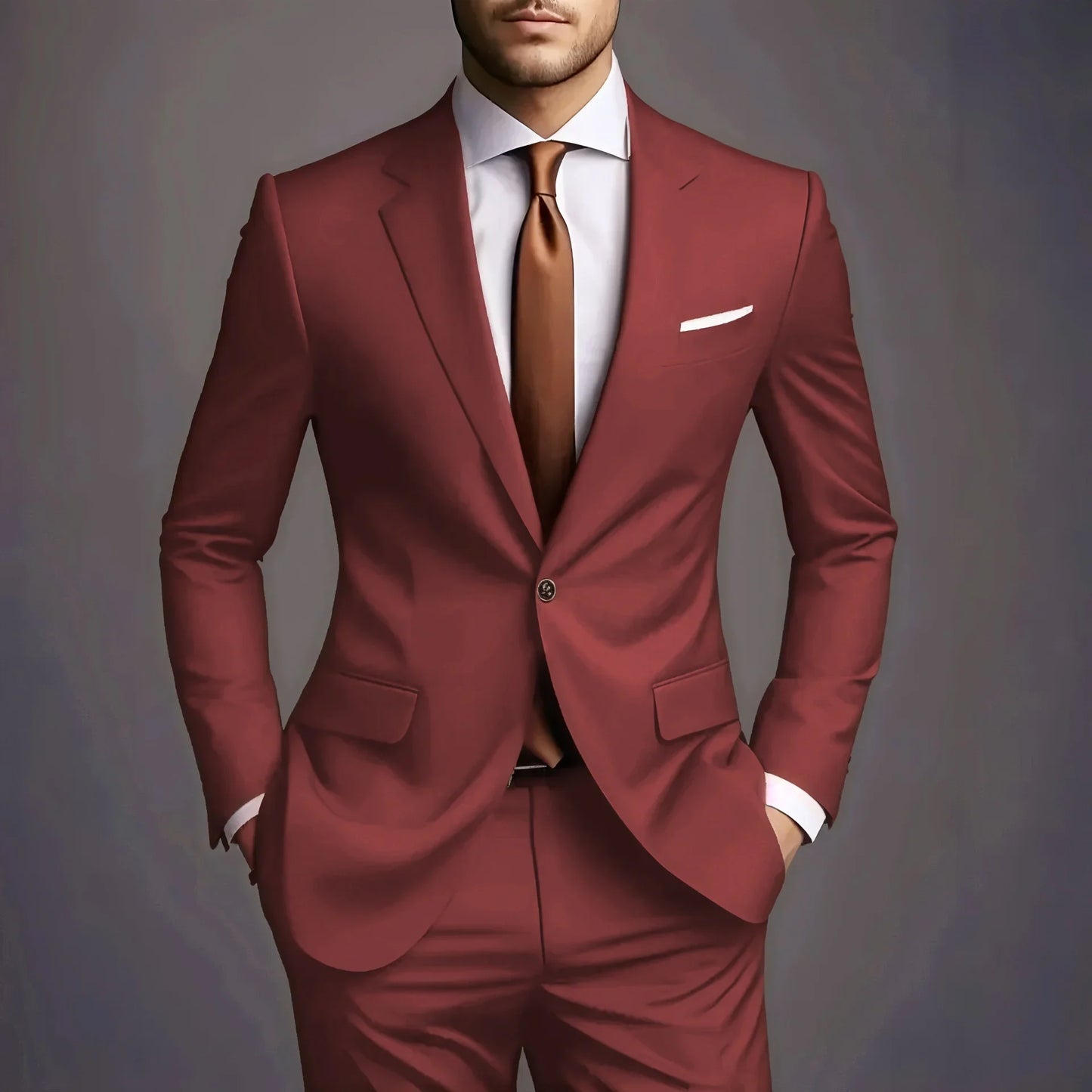 2026 Luxury Men's 2-Piece Suit Set - Elegant Slim Fit Wedding Groom Tuxedo & Casual Formal Wear