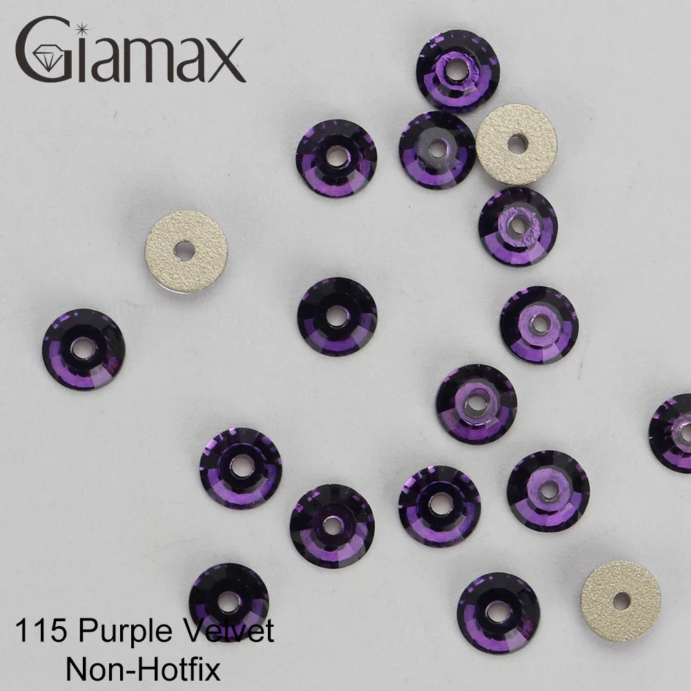 Giamax Purple Velvet Topaz Crystal Rhinestones - Flatback AB Sewing Stones for Garments, Clothes & Bags