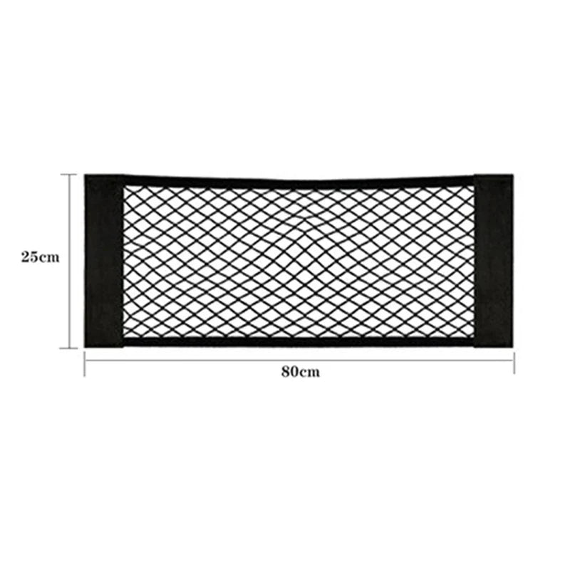 Car Seat Back Organizer - Universal Trunk Net Mesh Pocket with Elastic Storage & Magic Sticker