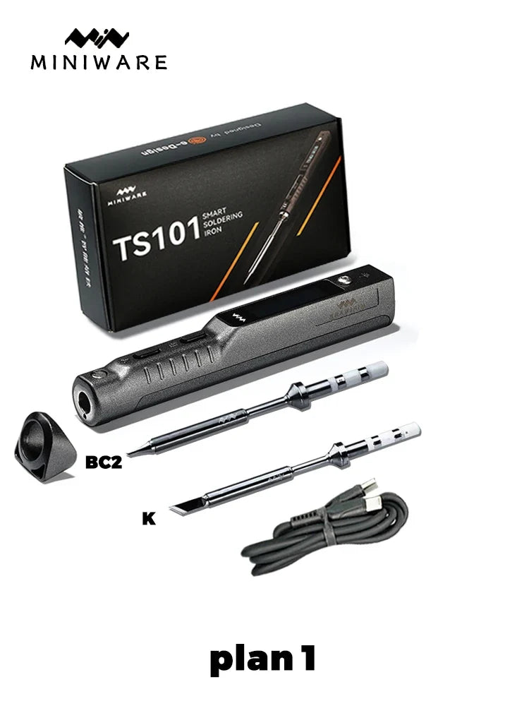 TS101 65W Mini Soldering Iron - Portable Adjustable Temperature LCD with Tip Set Upgrade