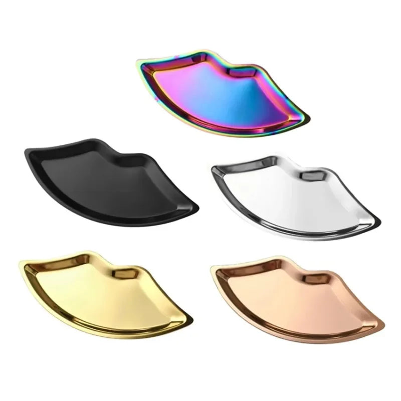 Stainless Steel Lip Shaped Jewelry Tray – Decorative Cosmetic Organizer & Metal Storage Dish