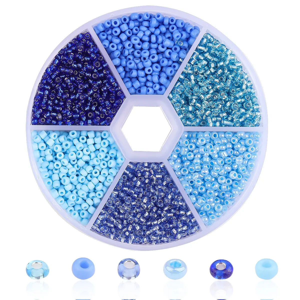 3900Pcs Glass Rice Beads Set - 6 Grid Box DIY Bracelet Necklace Jewelry Making Accessories