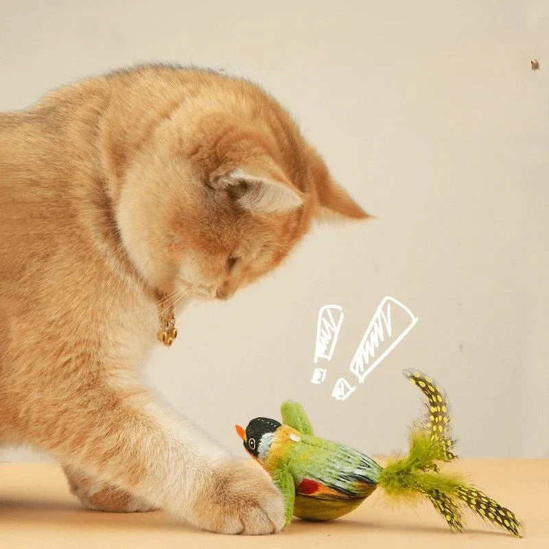 Interactive Bird Cat Toy - Sounding Catnip Teaser Toy for Indoor Cats, Wall Hanging Chasing & Play Activity