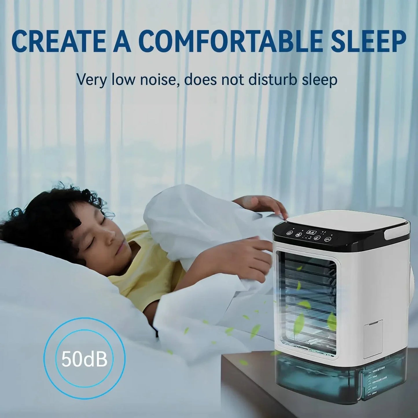 Portable Mini Air Conditioner – 3-Speed Small AC Unit with 900ML Water Tank, Electric Fan and Humidifier for Bedroom & Office