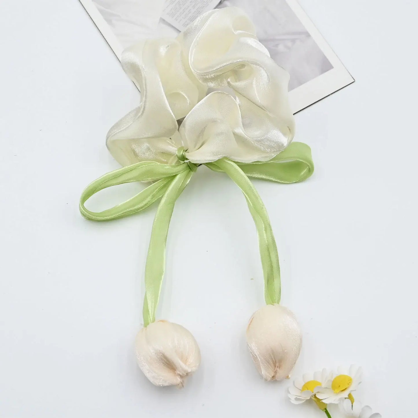3PCS Tulip Flower Scrunchies - Sweet Elastic Hair Ties for Women, Large Hair Ropes & Stylish Accessories