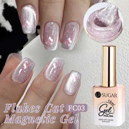 UR SUGAR Jelly Pink Cat Magnetic Gel Nail Polish 15ml - Glitter Ice Effect Soak Off UV LED Semi-Permanent Manicure Gel