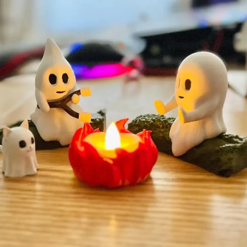 Halloween Ghost Campfire Decor Set – Spooky Outdoor Party Haunted House Props for Backyard Scene and Gathering Decorations
