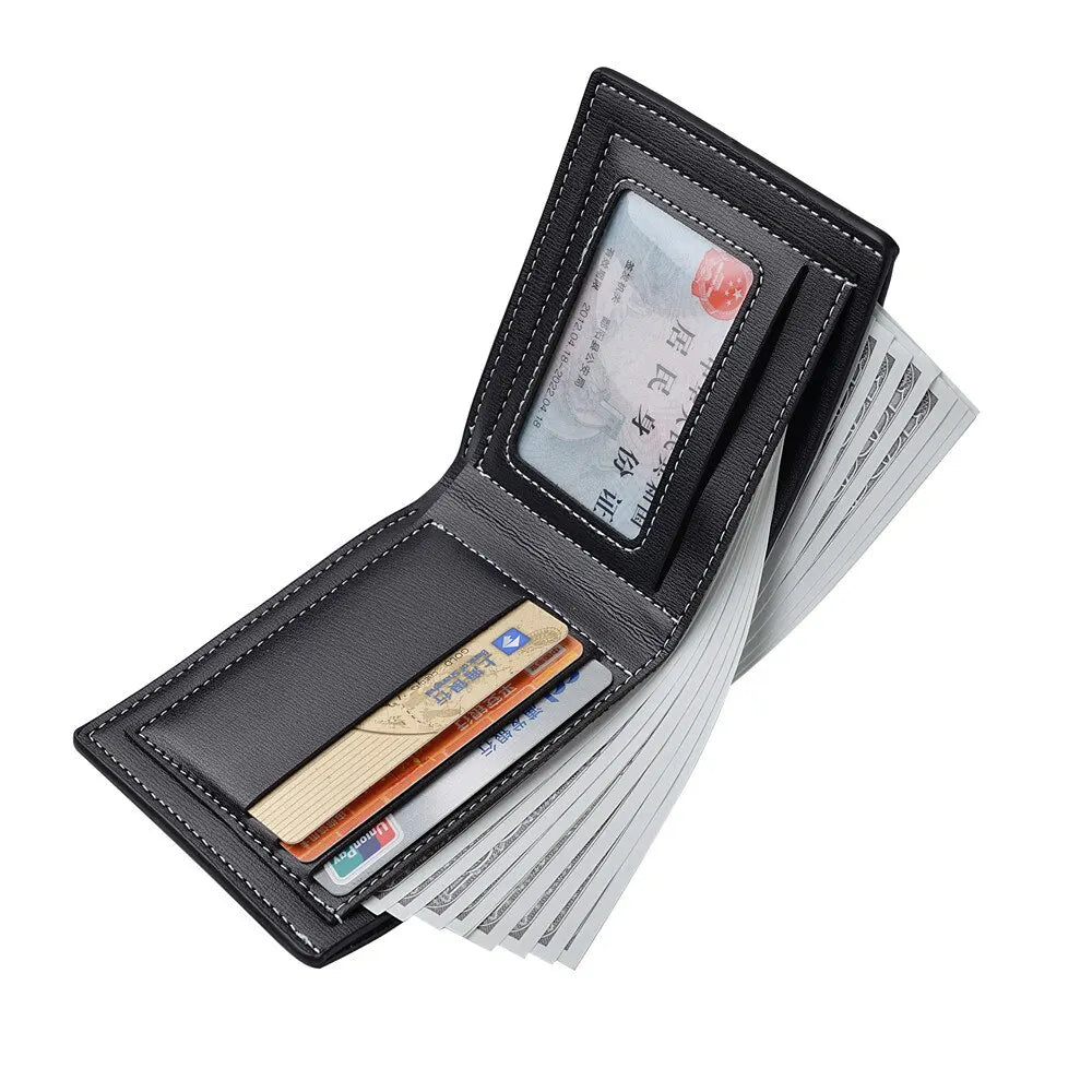 PU Leather Men’s Slim Short Wallet – Thin Folding Credit Card Holder Wallet for Young Men Fashion Minimalist Pocket Wallet