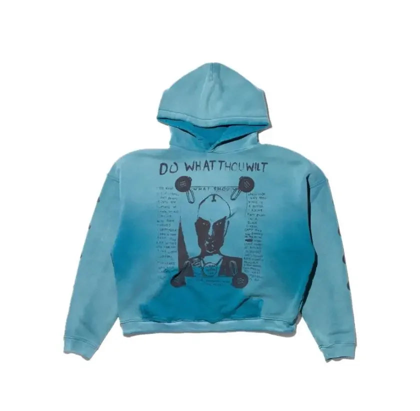 Washed Casual Hoodie Sweatshirt — Unisex Loose-Fit Street Style Crew Neck with Lip Print Letter Design, Vintage Comfortable Top