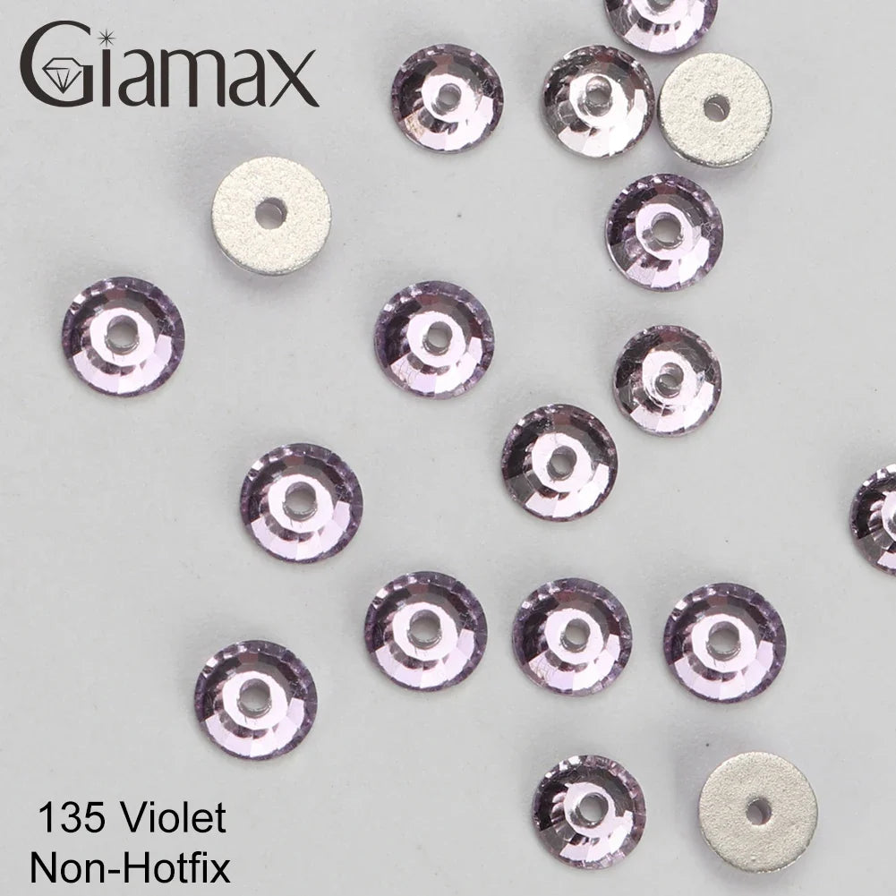 Giamax Purple Velvet Topaz Crystal Rhinestones - Flatback AB Sewing Stones for Garments, Clothes & Bags
