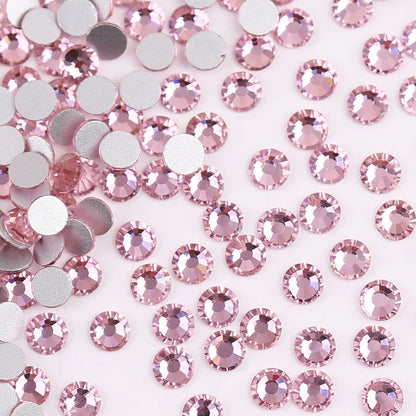 Glass Crystal Flatback Rhinestones Set SS6–SS30 – Non-Hotfix Round Glue-On Gems for Nail Art, DIY Crafts & Jewelry Decoration