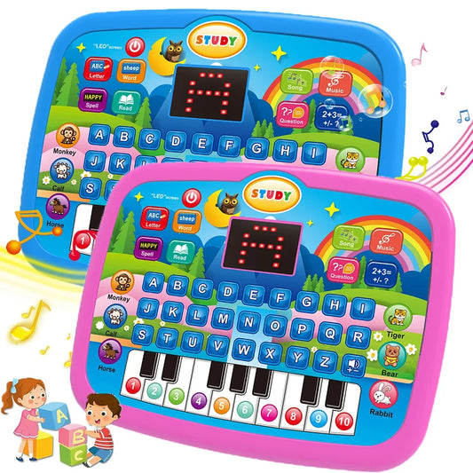 Kids Educational Tablet Toy - Interactive Literacy, Math & Music Learning Keyboard Gift for Ages 3+