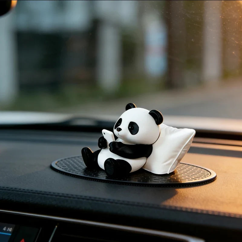 Cute Panda Sculpture Ornament - Creative Desktop, Office & Car Decor Collectible Figurine