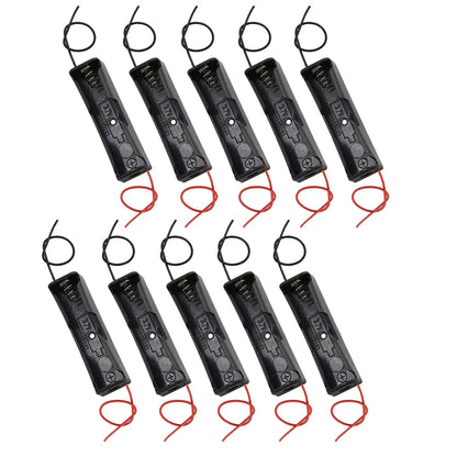 10Pcs 18650 Battery Holder Case - Plastic Storage Box with 150mm Lead Wire for Single Cell Power Projects