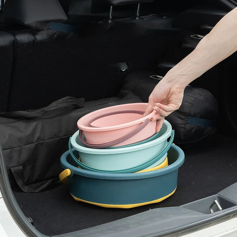 Portable Foldable Silicone Bucket - 5/10/17L Collapsible Basin for Camping, Laundry, Car Wash, Fishing & Household Use