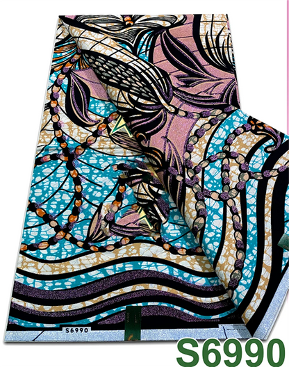 Original African Wax Print Fabric - 6 Yards 100% Cotton Nigerian Ankara Sewing Material