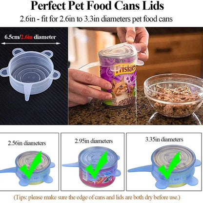 Silicone Stretch Can & Jar Lids (6PCS) – 2.6 Inch Food-Safe Reusable Covers for Yogurt, Bowls & Containers