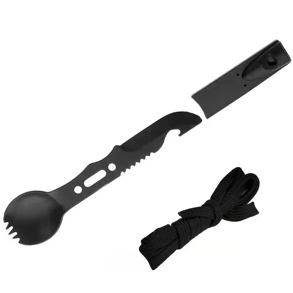 Portable Camping Cutlery Set - Stainless Steel Knife Fork Spoon Multi-Function Picnic Tableware Outdoor Gear