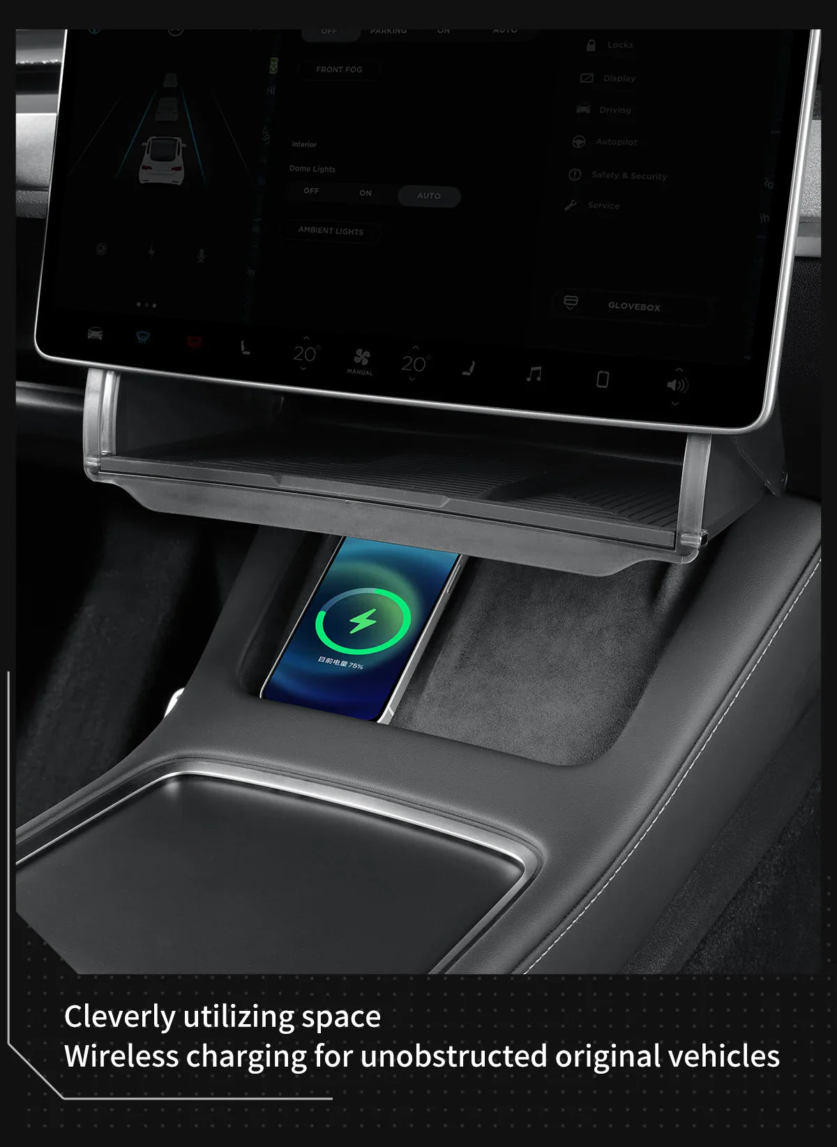 Tesla Model Y 2024 Car Storage Box – Hidden Organizer Tray Under Central Control Screen, Fits Model 3 2021-2022
