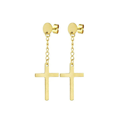 Gold Cross Huggie Hoop Earrings - Minimalist Dangle Charm Jewelry for Men & Women
