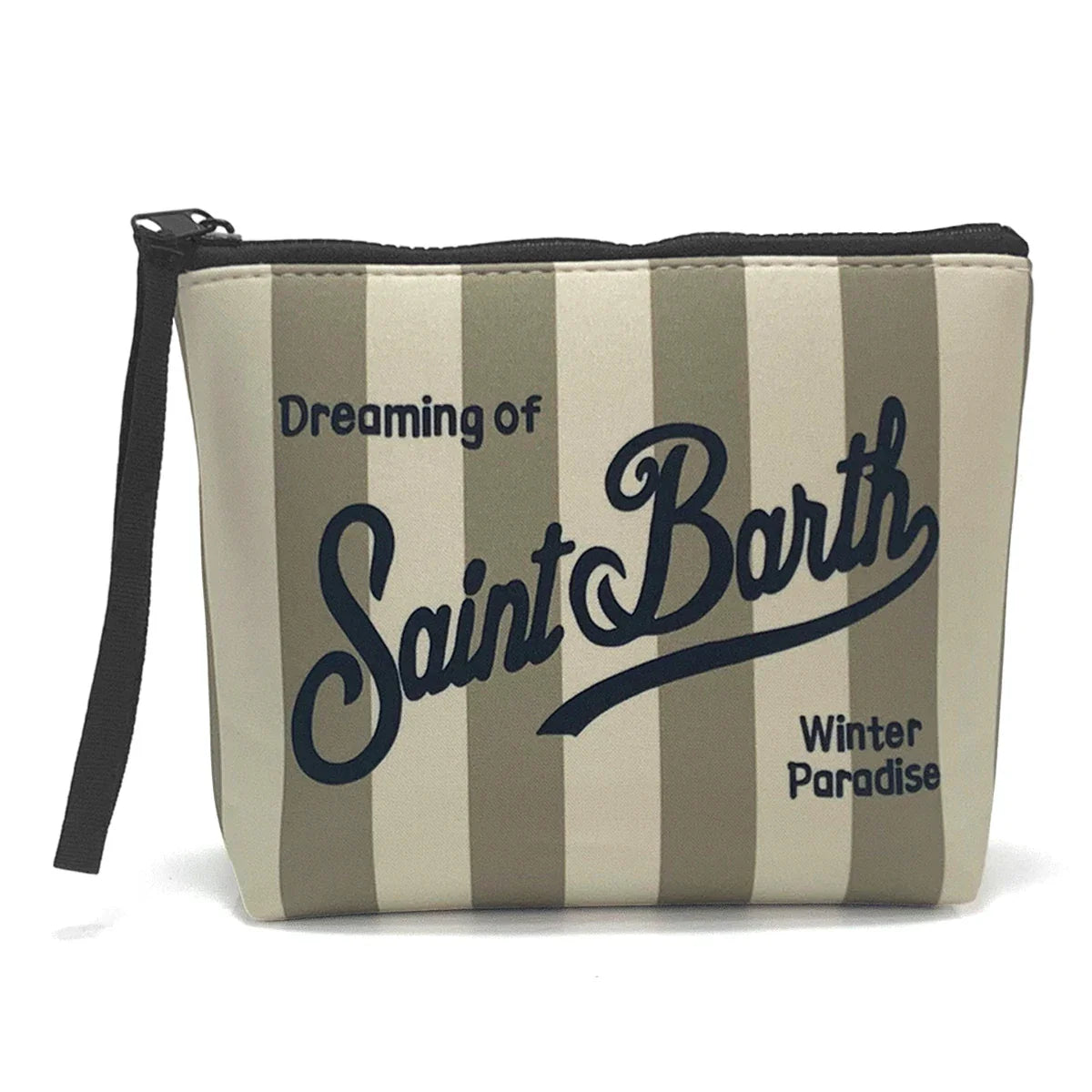 S-Saint B-Barth Striped Neoprene Zip-Up Clutch – Unisex Cosmetic & Toiletry Makeup Bag for Women