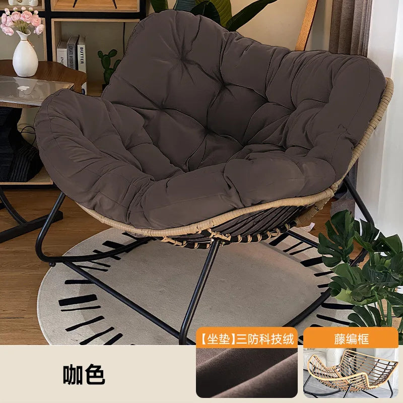 Realife Woven Rattan Rocking Chair - Comfortable Lazy Lounge Chair with Soft Cushion for Balcony & Home Relaxation