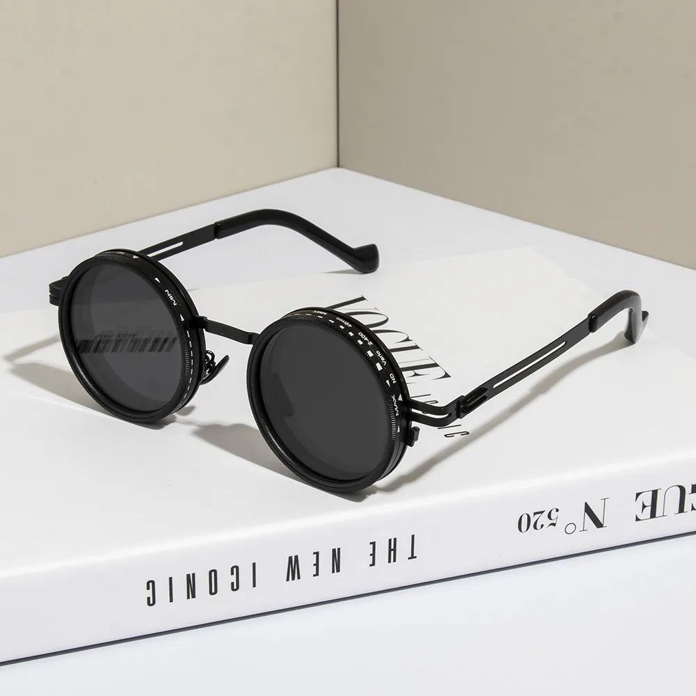2025 Unisex Handmade ND9 Adjustable Sunglasses – Rotating Lenses with Dimming & Brightness Control