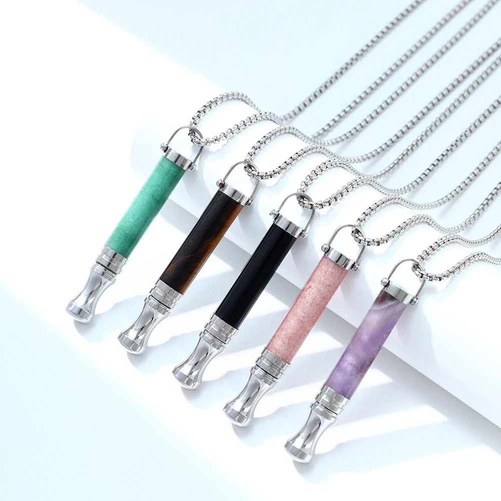 Quit Smoking Meditation Pendant Necklace – Titanium Steel Unisex Anti-Smoking Necklace with Filter Cotton