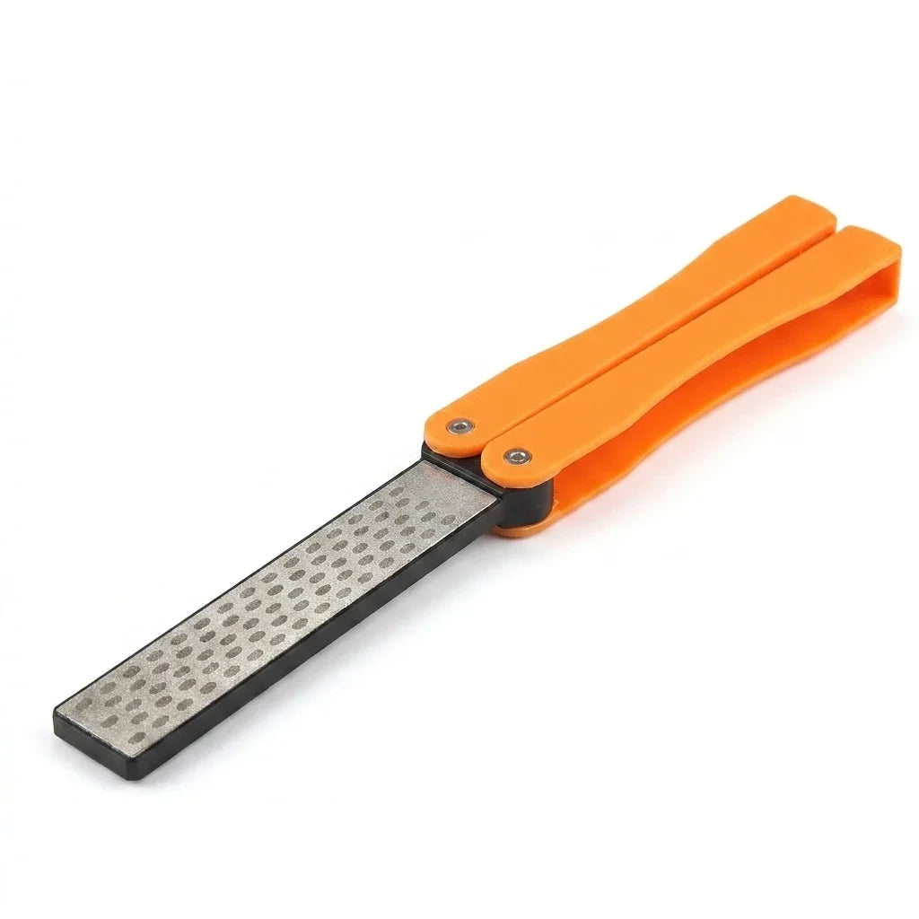 Portable Folding Knife Sharpener - Double Sided Diamond Sharpening Stone for Outdoor Pocket Knives