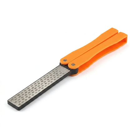 Portable Folding Knife Sharpener - Double Sided Diamond Sharpening Stone for Outdoor Pocket Knives