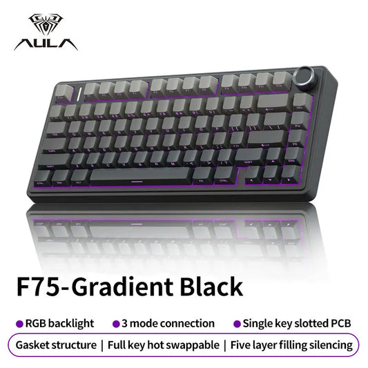 AULA F75 Gaming Mechanical Keyboard - 75% RGB Gasket Mount Hot-Swappable Keyboard with PBT Keycaps