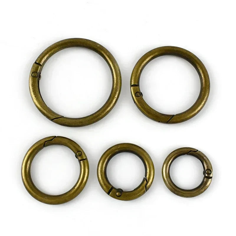 10Pcs Metal O Ring Spring Clasps - 10-38mm Openable Round Carabiner Snap Hooks for Keychains, Bags & DIY Jewelry Accessories