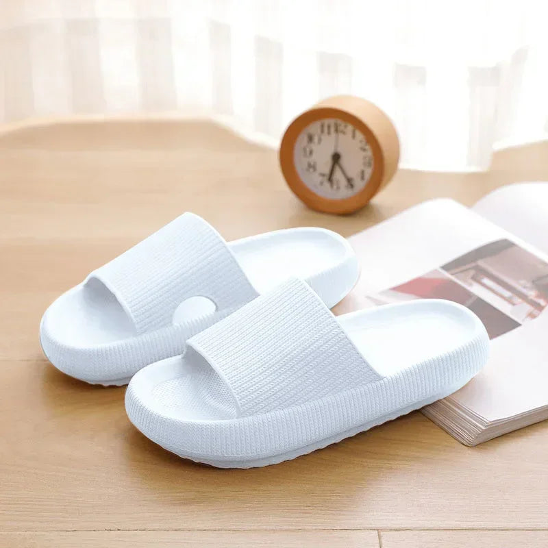 4cm Thick Sole EVA Cloud Slippers – Height Increasing Non-Slip Bathroom & Indoor Summer Sandals for Couple Home Use