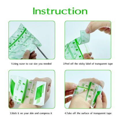 EZ Waterproof Tattoo Film – Aftercare Adhesive Bandage for Skin Healing & Protection, Derm Defender