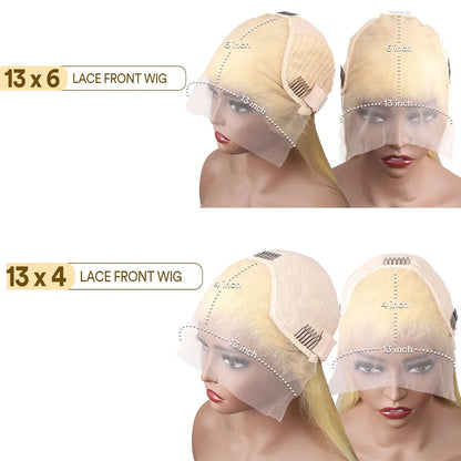 HD Transparent 613 Blonde Straight Wig – 13x4/13x6 Lace Front, Pre-Plucked Brazilian Human Hair Lace Frontal Wig for Women