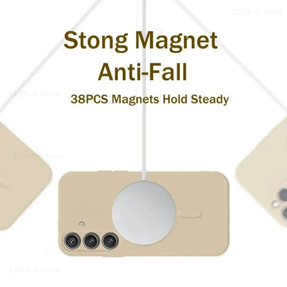 MagSafe Magnetic Silicone Case - Soft Wireless Charging Cover for Samsung Galaxy S26 S25 S24 S23 Ultra Plus FE