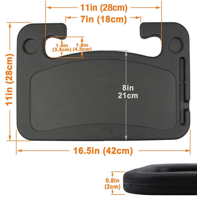 Portable Car Laptop Desk Mount: Steering Wheel Dining Table Bracket for Eating, Working, and Drinking - Convenient Tray Board