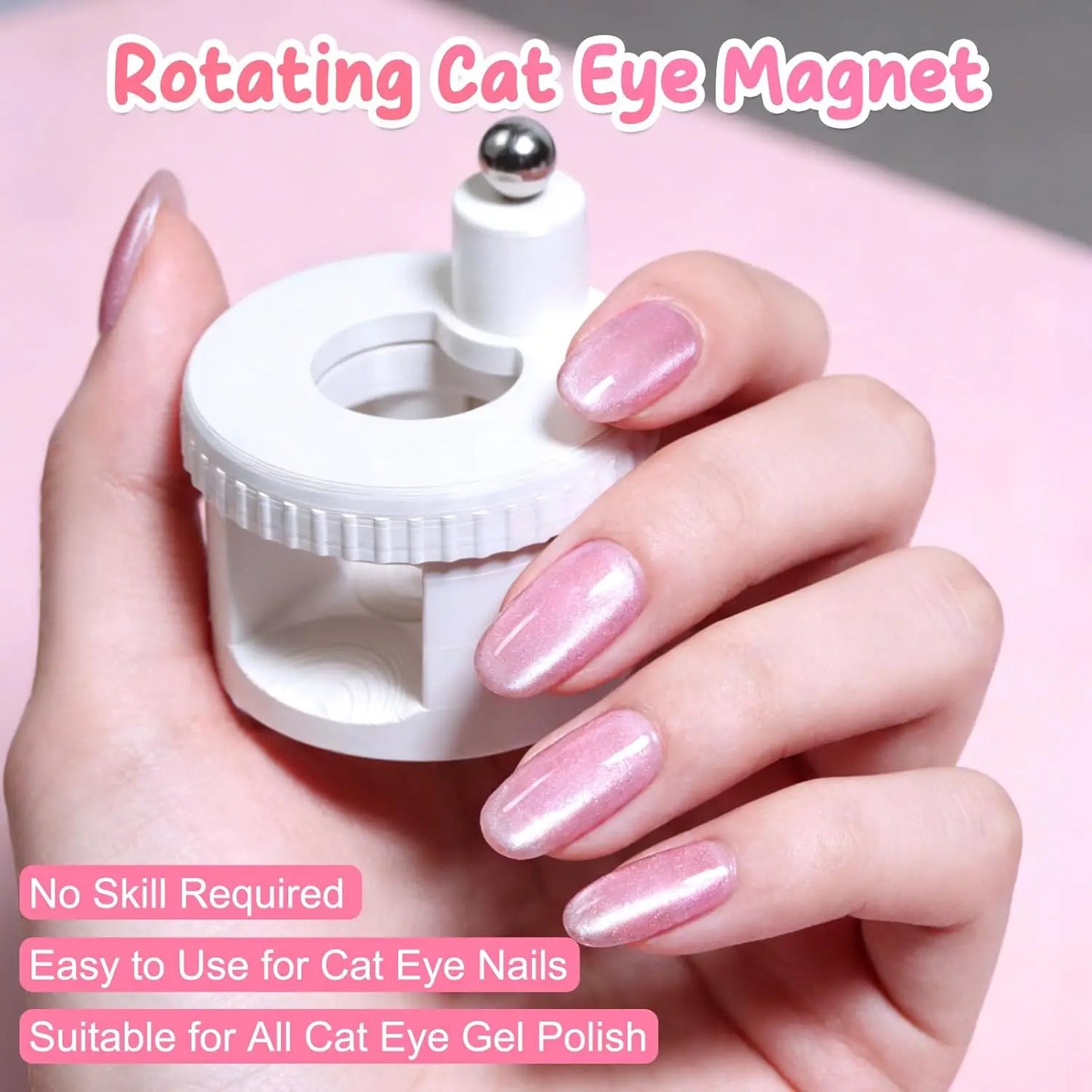 Cat Eye Nail Magnet - Rotating Wide Light Glass Bead Magnetic Tool for Gel Polish Nail Art