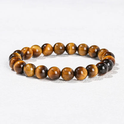 Natural Stone Beaded Bracelet - Obsidian, Fluorite & Quartz Healing Stretch Jewelry for Men & Women