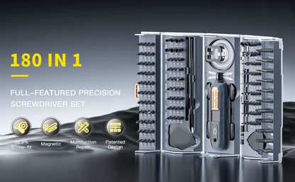 180-in-1 Precision Screwdriver Set – Magnetic Bits, Professional Repair Tool Kit for iPhone, Watch, Glasses & More with Storage Box