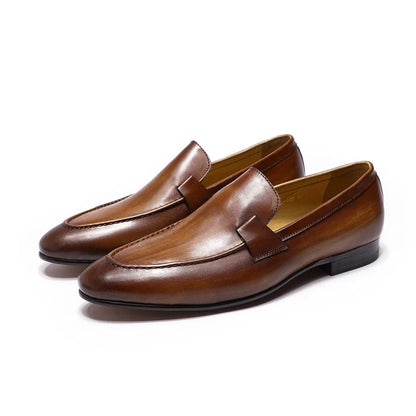 Men’s Genuine Leather Slip-On Loafers - Black & Brown Wedding, Party, Dance, Business & Casual Dress Shoes