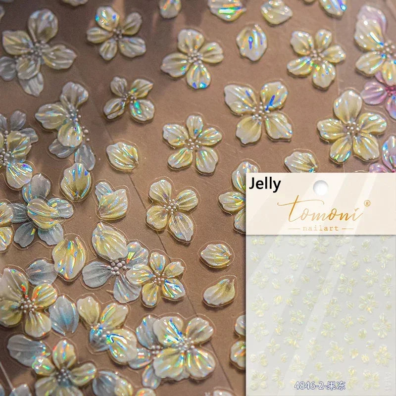 Floral Nail Art Stickers - White Rose Lily Daisy Peony Cherry Blossom & Magnolia Manicure Decals for DIY Nails