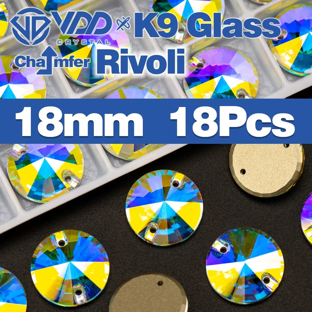 AAAAA K9 Glass Sew-On Rhinestones - AB Crystal Flatback Stones for Wedding Dress & Clothing Accessories