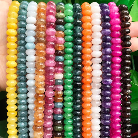 Natural Stone Rondelle Beads - 5x8mm Tourmaline, Citrine & Quartz Loose Beads for DIY Bracelets