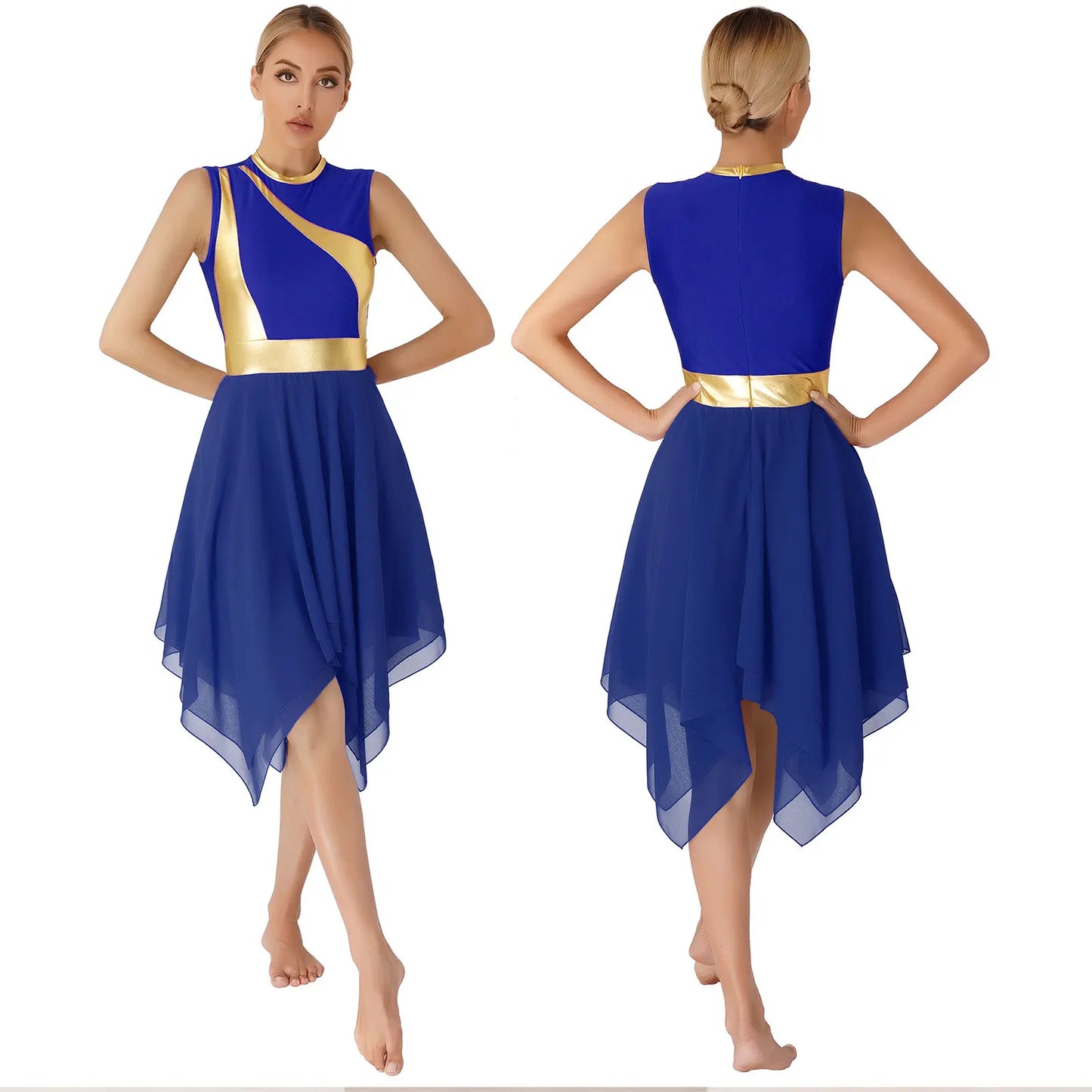 Women’s Liturgical Praise Dance Dress - Irregular Hem Modern Ballet Costume for Choir & Worship Performances