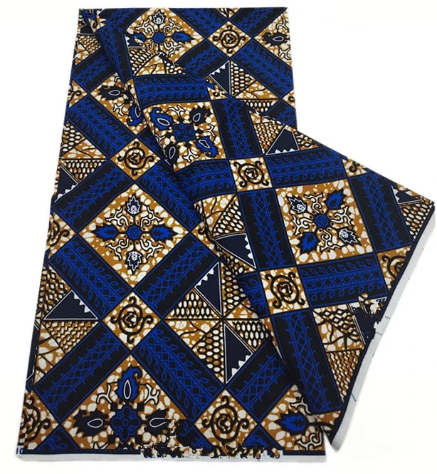 African Wax Print Fabric - High-Quality Cotton Ankara Gold Print Pagne for Wedding & Dress Sewing