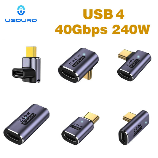 UGOURD USB4 Type C Adapter - 40Gbps Thunderbolt 3/4 Male to Female OTG Extension Converter for Laptop