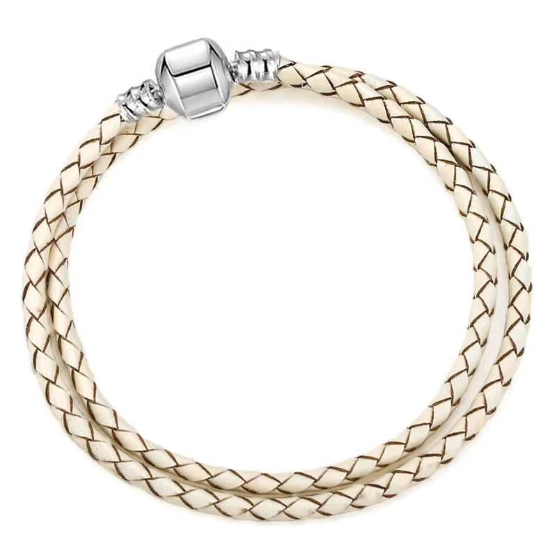 BAOPON 9-Color Leather Charm Bracelet - DIY Chain Jewelry Gift for Women & Girls