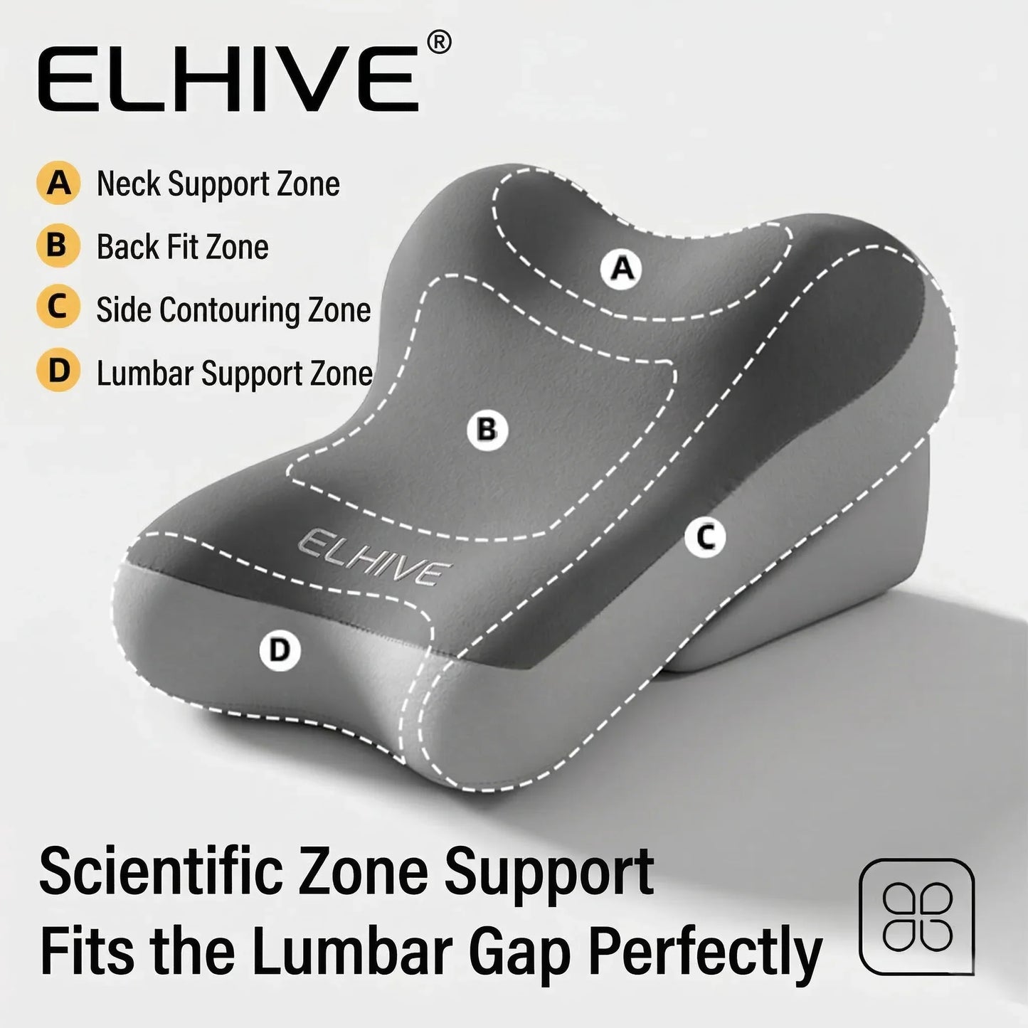 Adjustable Ergonomic Support Pillow - Back & Neck Comfort Cushion