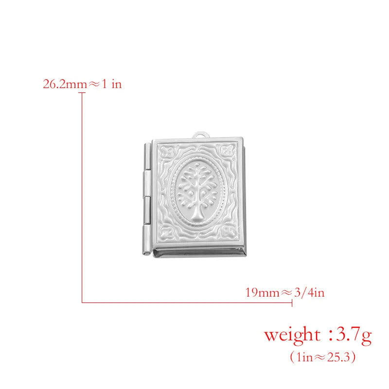 Stainless Steel Photo Locket Charms - 5-Piece Heart, Round & Square Memory Pendant Set